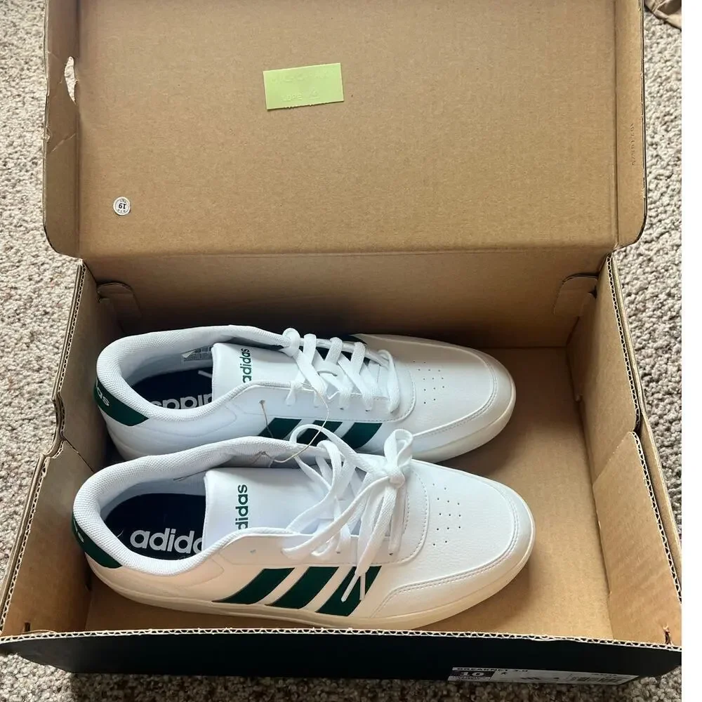 NWT ADIDAS Breaknet 3.0 Sneaker, Tennis Shoe, Men's Size 10, White/Green